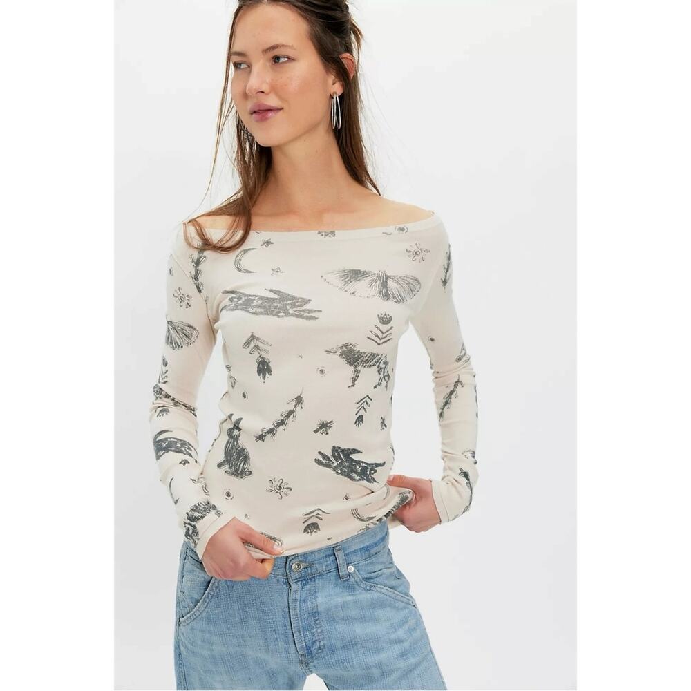 Free People Celestial Witchy Ragabond Winter Folklore Long Sleeve Tee Large NWT - Picture 4 of 14